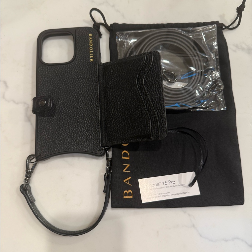 Bandolier Mila iPhone 16 Pro Mag-Safe Black/Pewter w/ Wristlet